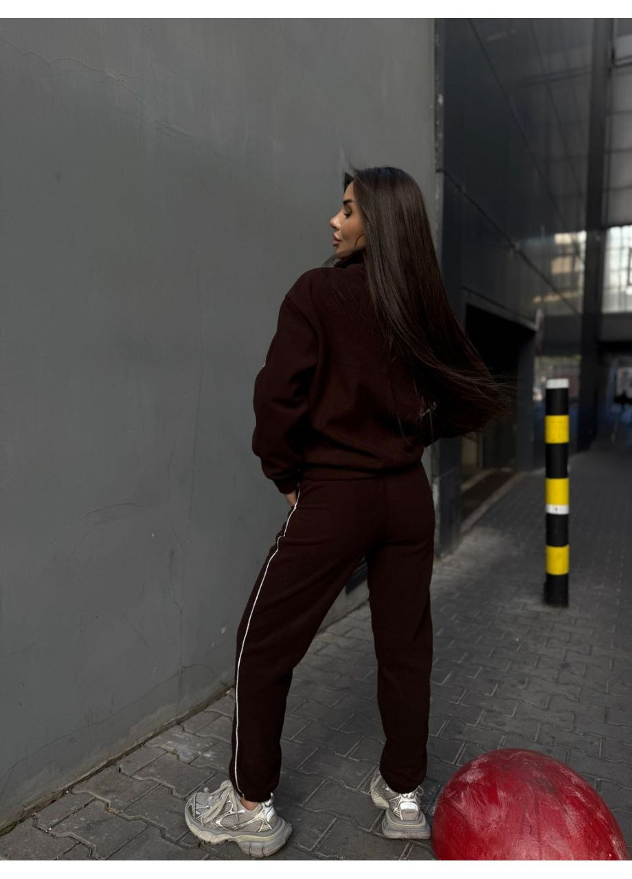 Жіночий костюм флісовий коричневого кольору 35015 Fashion (363022072)