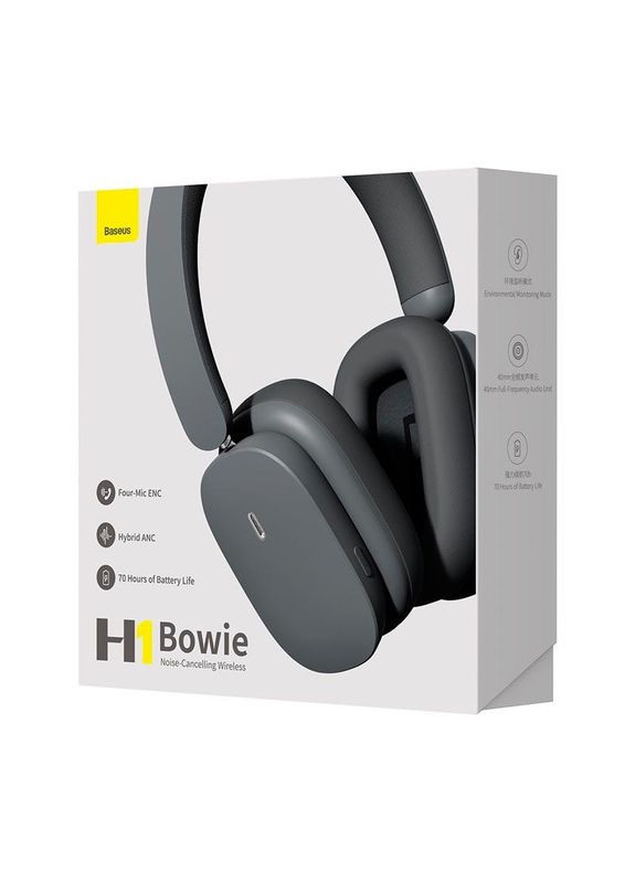 Наушники Bowie NoiseCancelling Wireless Headphones H1 (NGTW230013) серые Baseus (280876909)