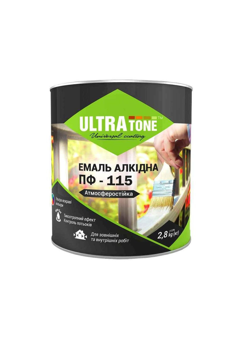 Емаль алкідна ПФ-115 смарагдовий 2,8кг ТМ ULTRA TONE ULTRAtone (358911683)
