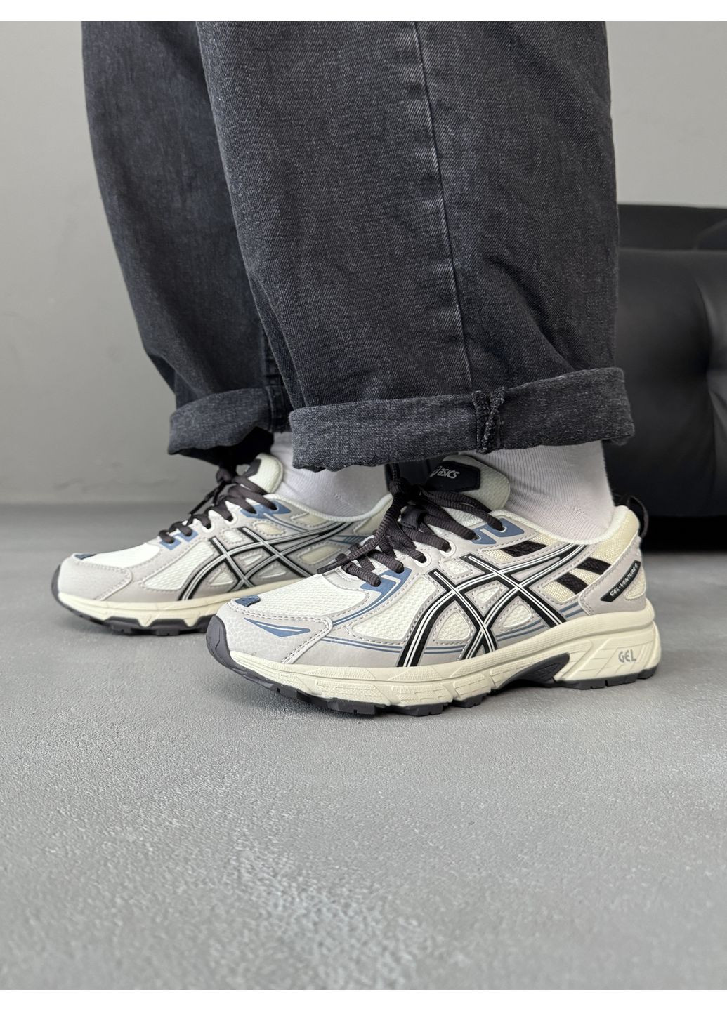 Серые демисезонные кроссовки мужские asics gel-venture 6 brown / grey / beige асикс гель вентуре 6 No Brand