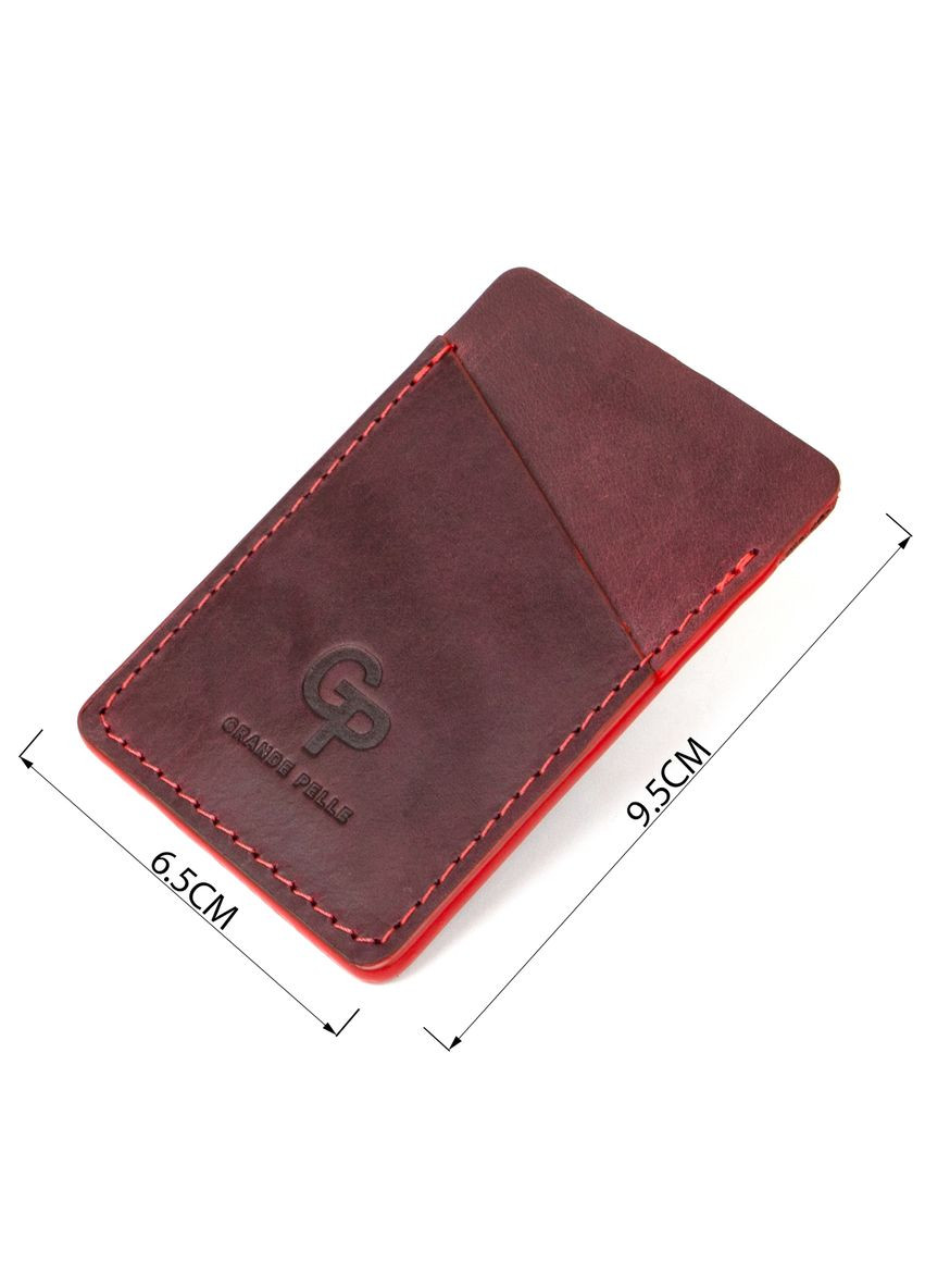 Картхолдер для візиток 1 слот натуральна бордова шкіра (sku_11504) No Brand (330012844)