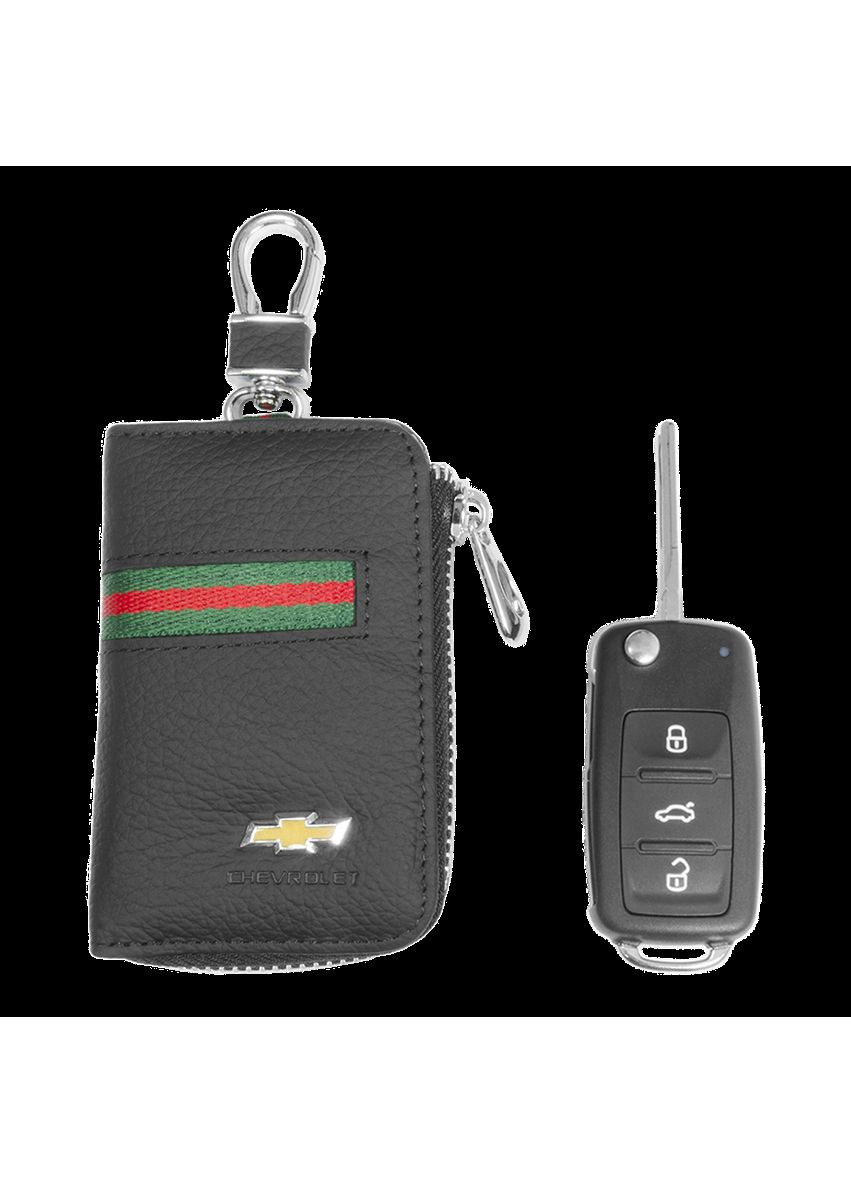 Ключница, кожаная автоключница с логотипом ШИВРОЛЕ (многофункциональная черная 14012) Chevrolet (360949562)