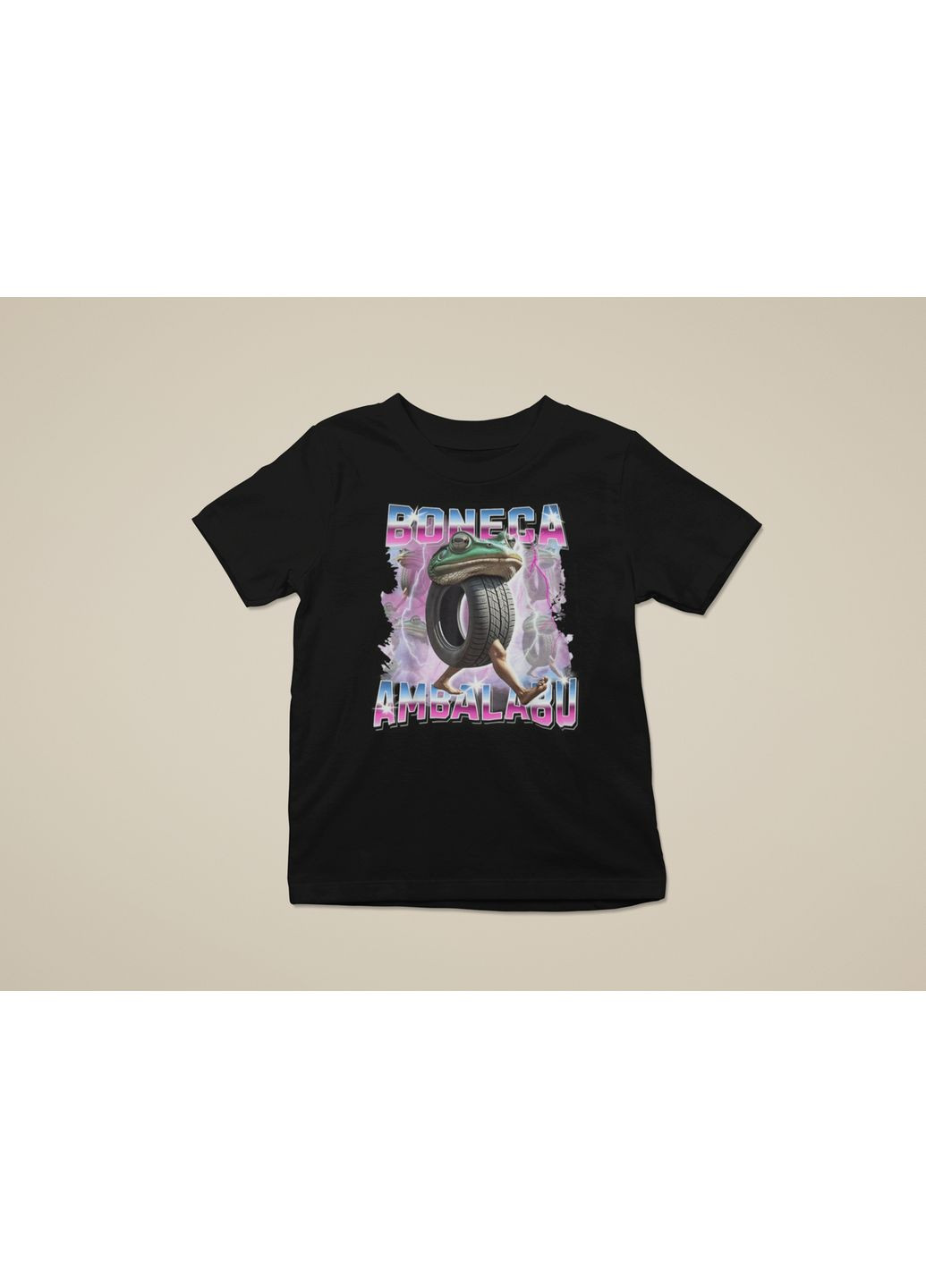 Черная демисезонная футболка детская boneca ambalabu бонека амбалабу итальянский brainrot Stedman