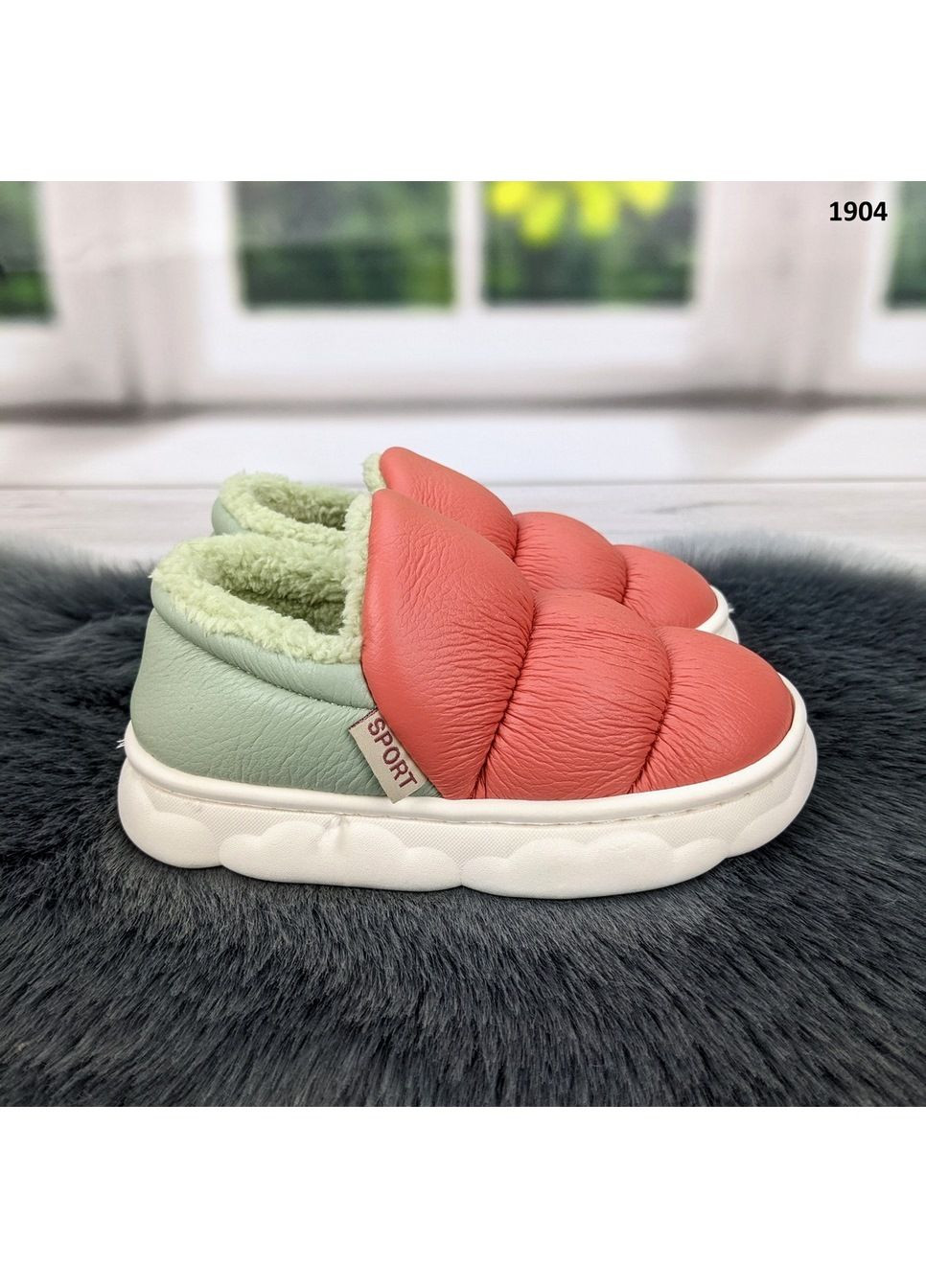 Оранжевые тапочки детские теплые Fashion