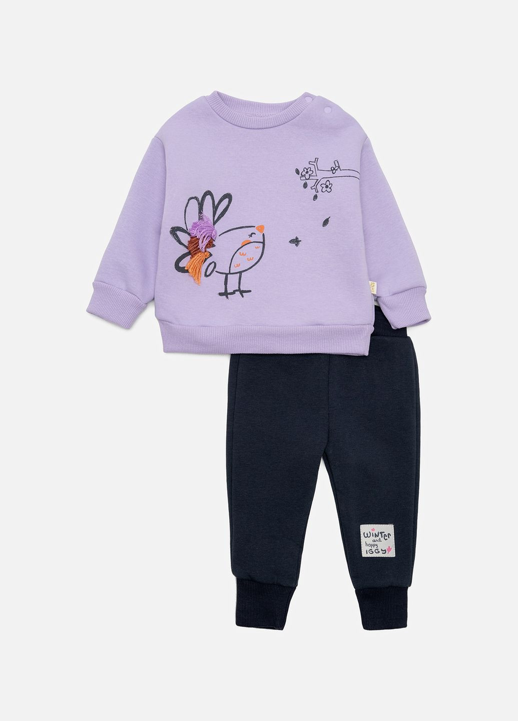 Сиреневый зимний костюм с брюками для девочки цвет сиреневый цб-00236050 Iggy