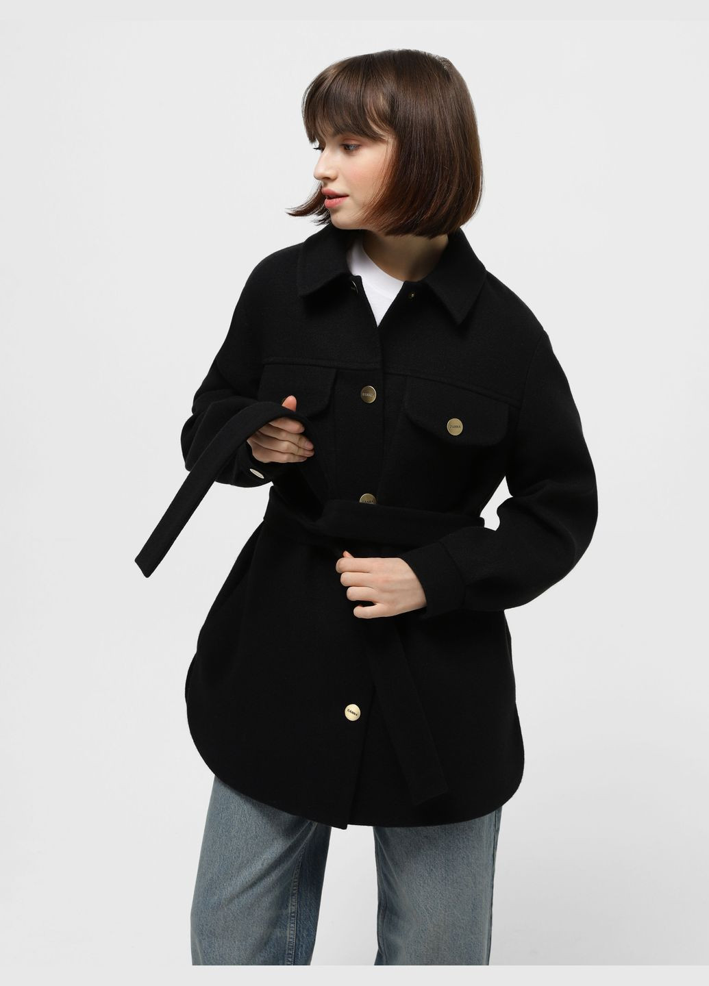 Чорне демісезонне Пальто демісезонне чорне 1577BL пальто-сорочка DANNA