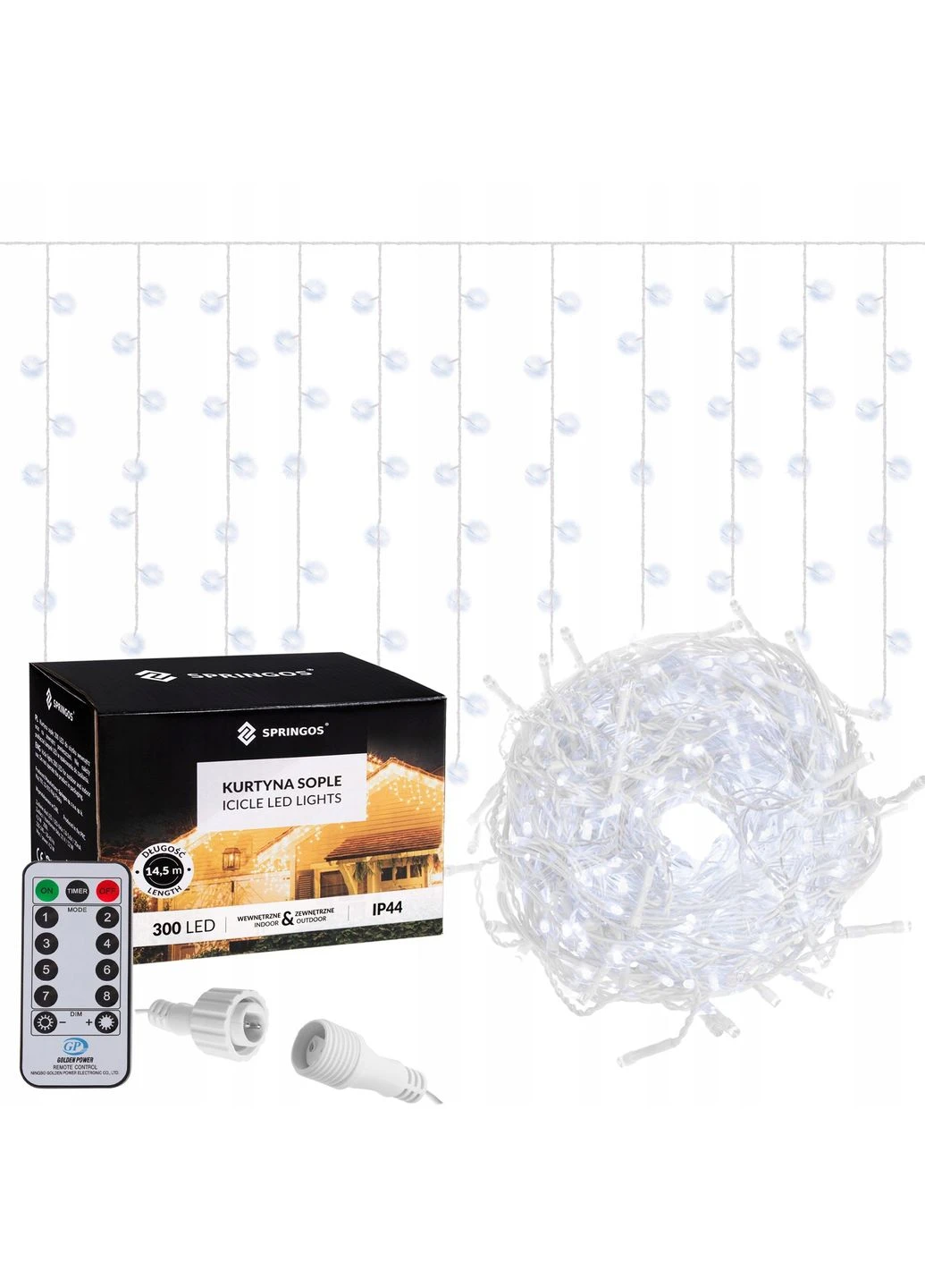 Гірлянда бахрома вулична (зовнішня) 12 м 300 LED Pilot Cold White Springos CL304 (275095494)