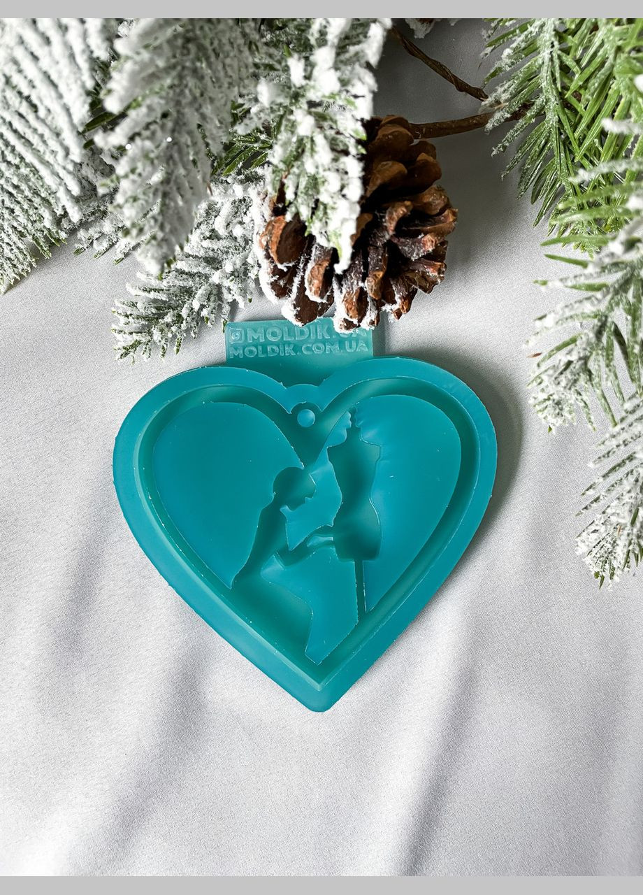 Молд Сердце с модельером для новогодних игрушек на елку силиконовая форма для эпоксидной смолы No Brand (370567058)