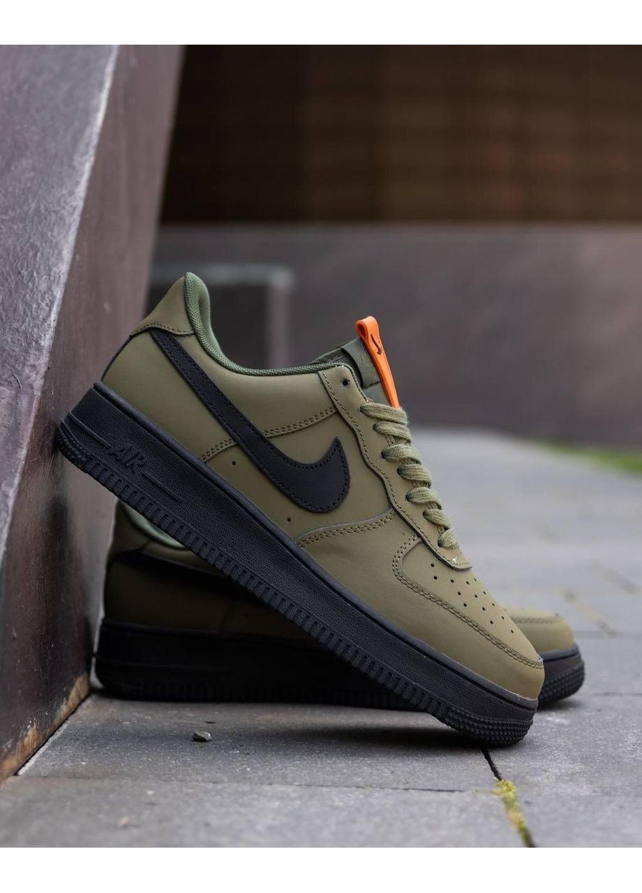 КРОССОВКИ ЖЕНСКИЕ NIKE AIR FORCE 1 07 LOW KHAKI НАЙК АИР ФОРС 1 ПРЕМИУМ No Brand чёрные демисезоны (367167854)