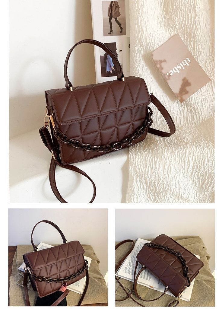 Женская классическая сумка 21137 на ремешке коричневая No Brand (296008204)