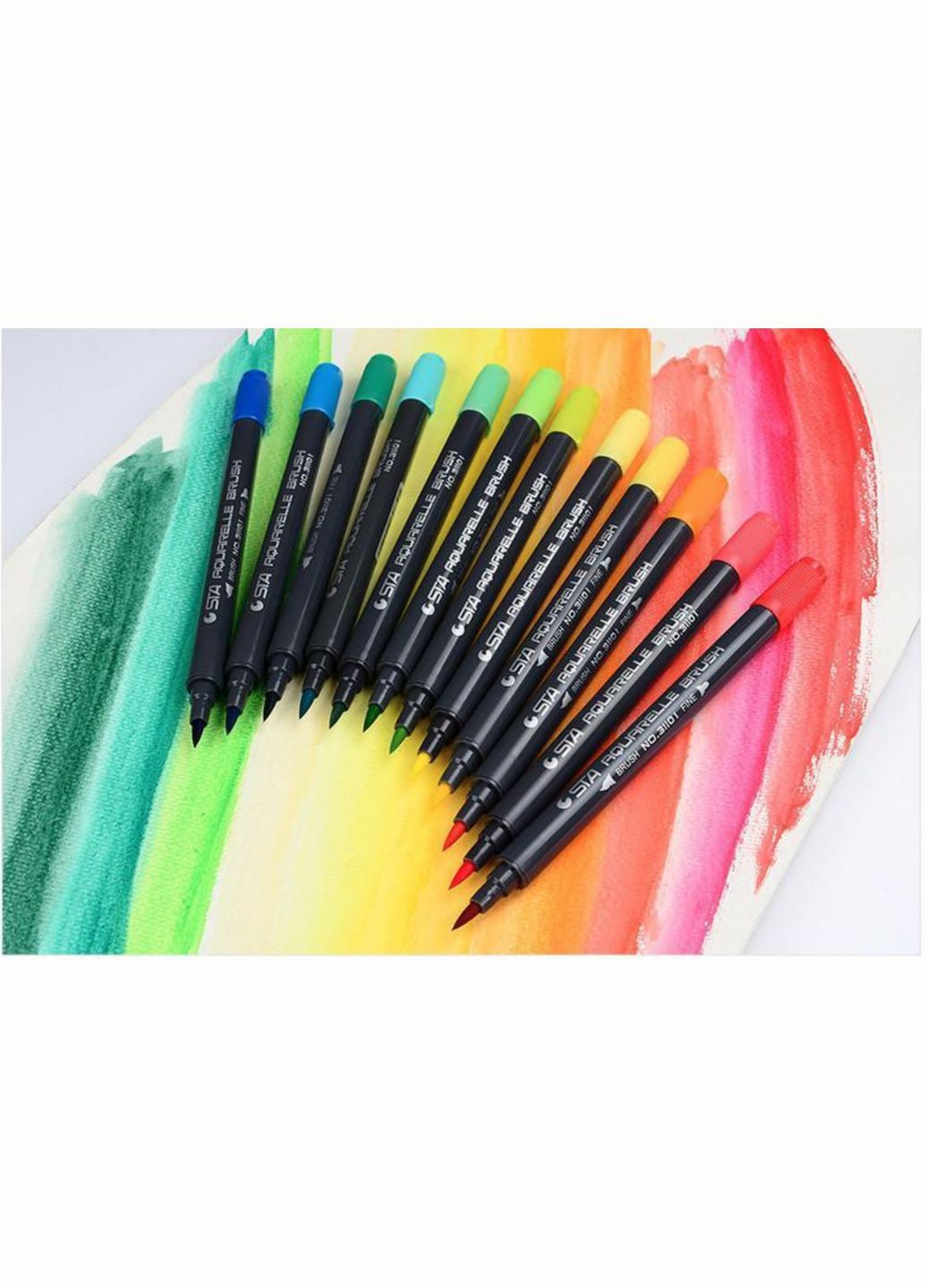 Відеоогляд! Набір двосторонніх акварельних маркерів 36 кольорів (B141220) STA (316685397)