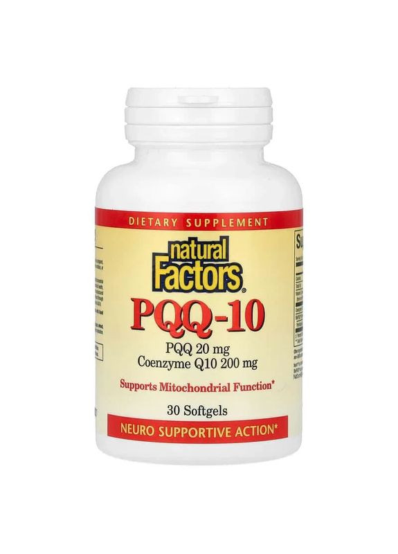 PQQ с Коэнзимом Q10 20 мг PQQ-10, 30 капсул Natural Factors (361119059)