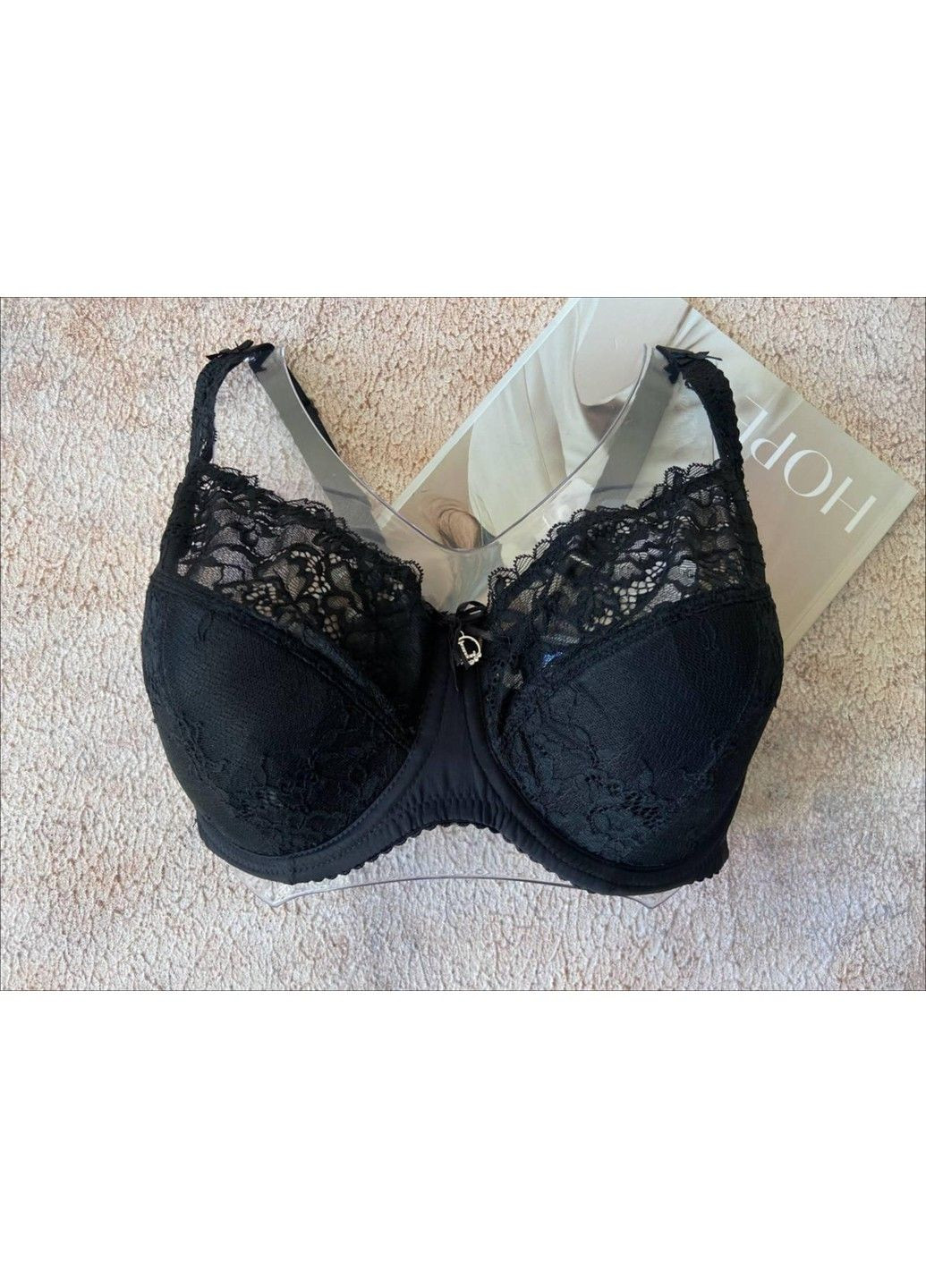 Чёрный черный бюстгальтер большого размера с тонким поролоном Lanny Mode