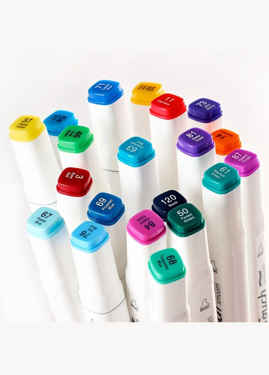 Маркери набір двосторонні спиртові Smooth 120 шт для малювання та скетчінгу+Підставка рожева для маркерів Touch (344573555)