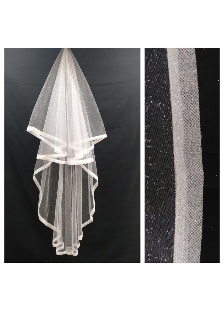 Фата з блискітками біла, айворі No Brand (369162965)