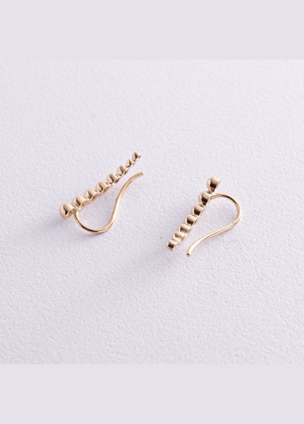 Серьги - клаймберы Шарики в желтом золоте с08237 Oniks (264644643)