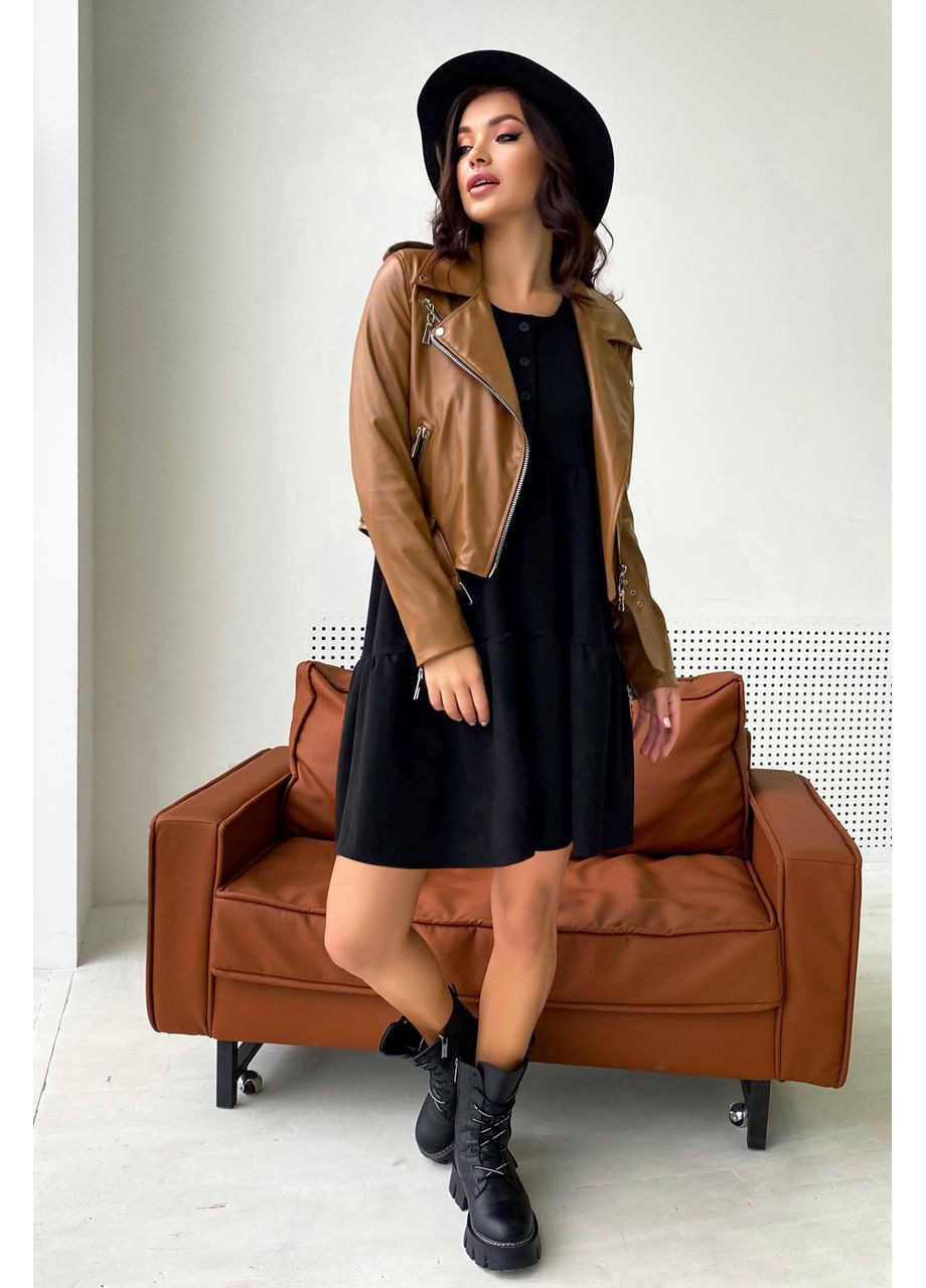 Коричнева демісезонна куртка-косуха коричневого кольору Seventeen