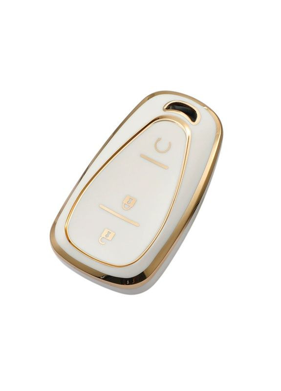 Чехол ключа + золотая окантовка (3 кнопки) TPU Chevrolet (369611613)
