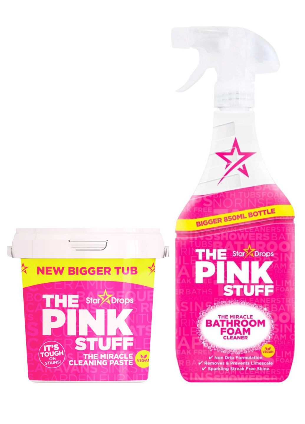 Набір для прибирання очищаюча паста The Miracle Cleaning Paste 850г та піна для чищення ванни The Miracle Bathroom Foam 850мл The Pink Stuff (279743367)