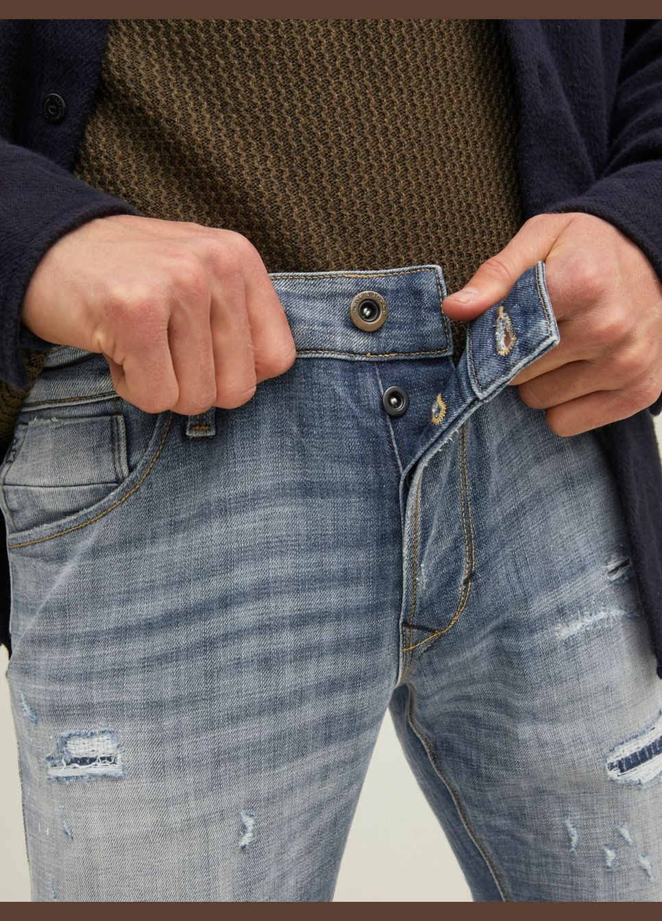 Синие демисезонные слим джинсы Glenn Blair GE 102 Slim fit 12217077 JACK&JONES