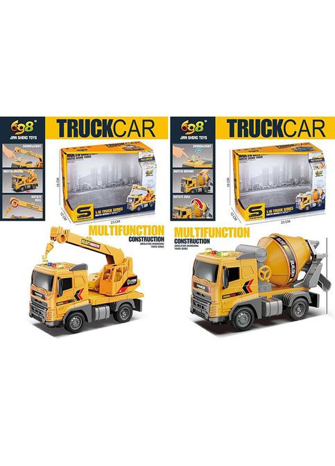 Строительная техника, 24 шт., инерц, 19 см, 1:20, звук и свет, подвижные детали, резиновые колеса, 2 вида (кран, бетономешалка) JS (368029272)
