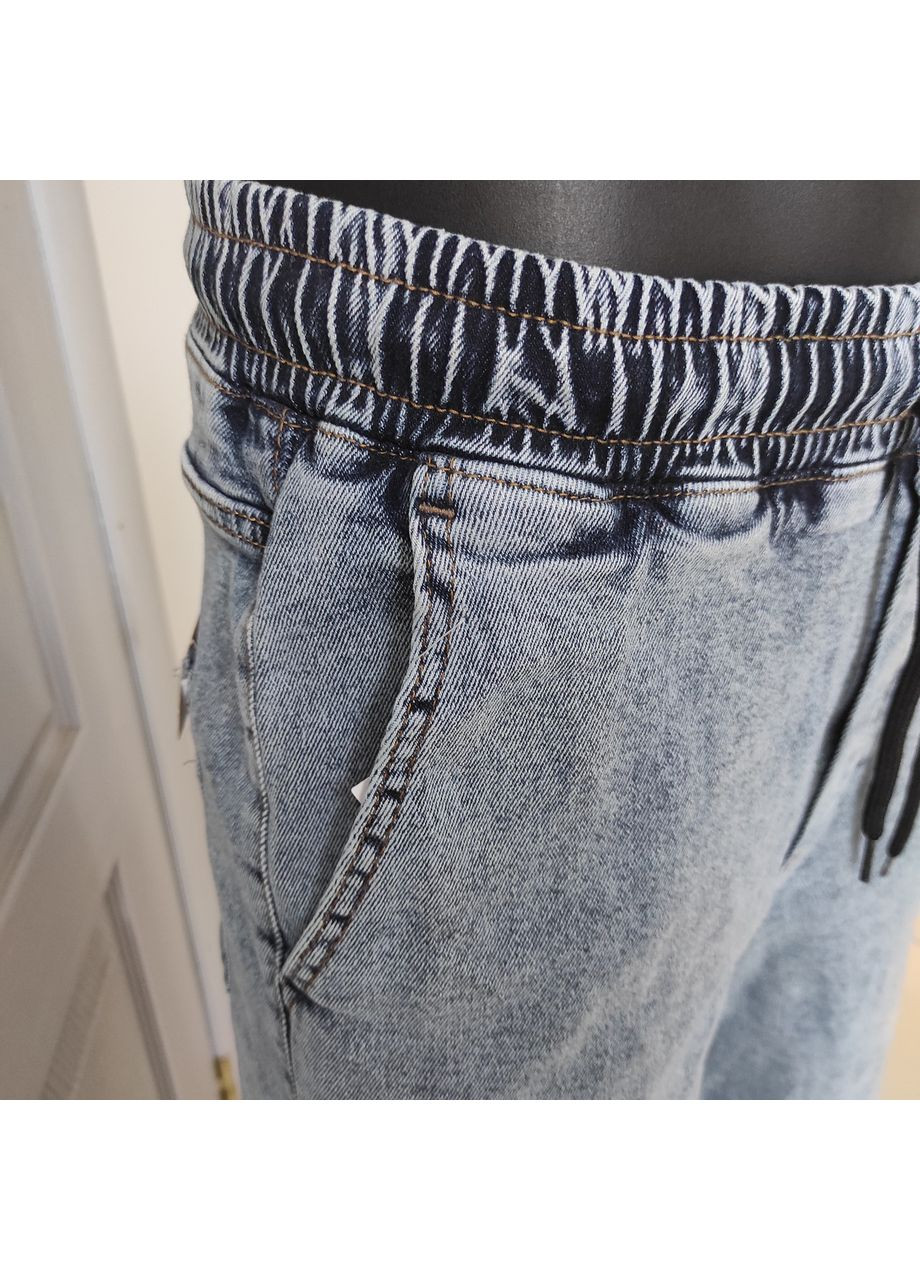 Шорти чоловічі Baggy джинсові пояс на резинці шнурок 30 світло-блакитні No Brand (369012248)