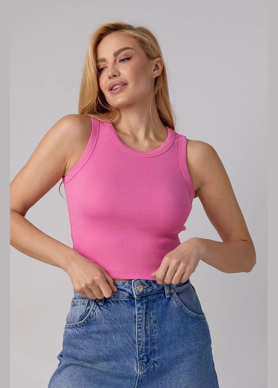 Укорочена майка трикотажна в рубчик 240215 Lurex — 299261162