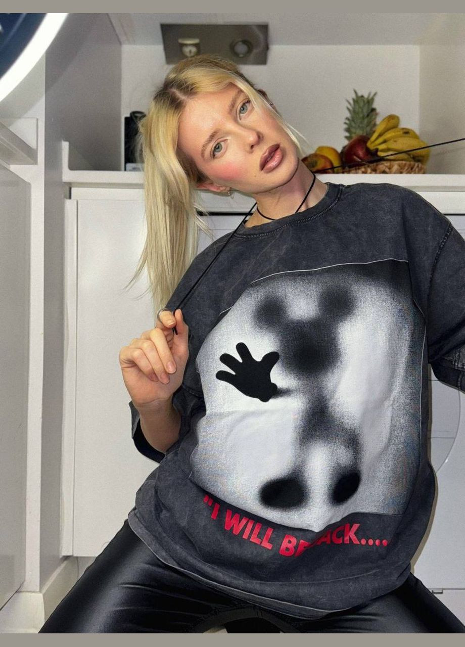 Жіноча футболка оверсайз з принтом MonCher - (331289482)