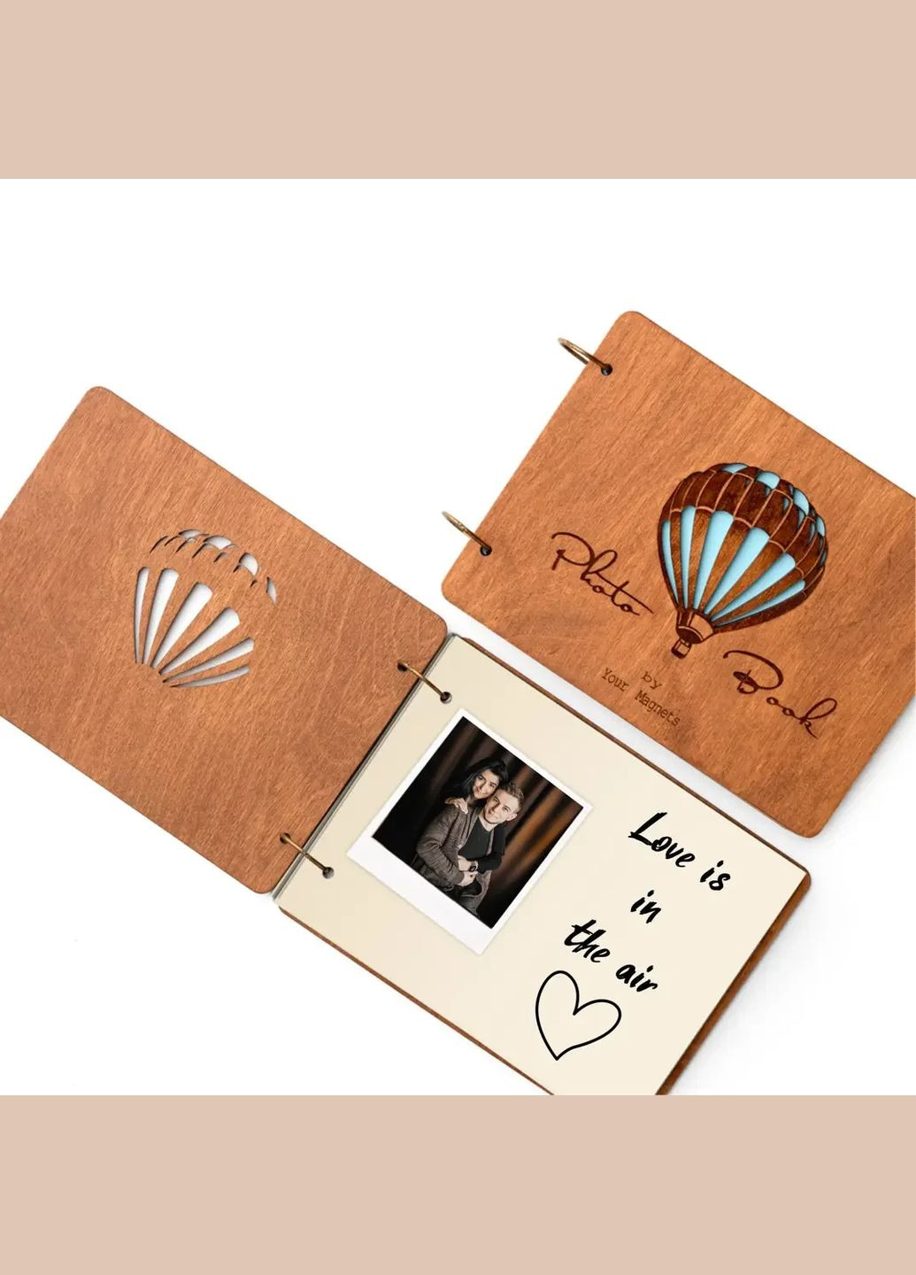 Крафтбук "Куля" з темною дерев’яною обкладинкою та бежевими сторінками Your Magnets (336954867)