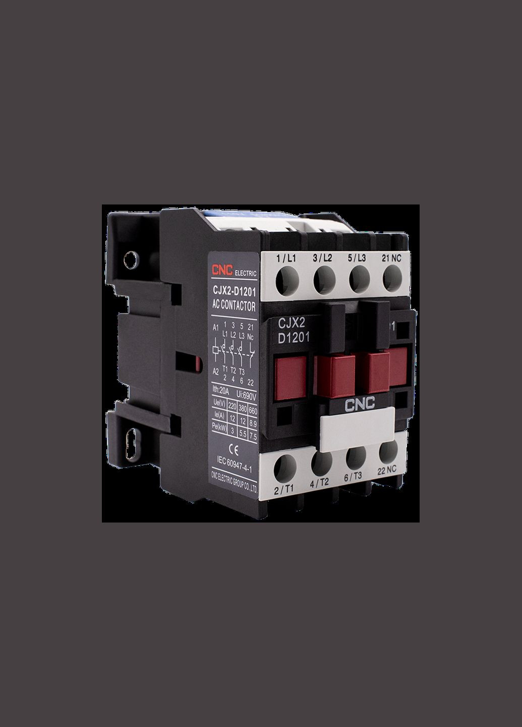 Контактор (пускатель) 12А 380В 1NC [Б00029051] CJX2-1201 CNC (344529924)