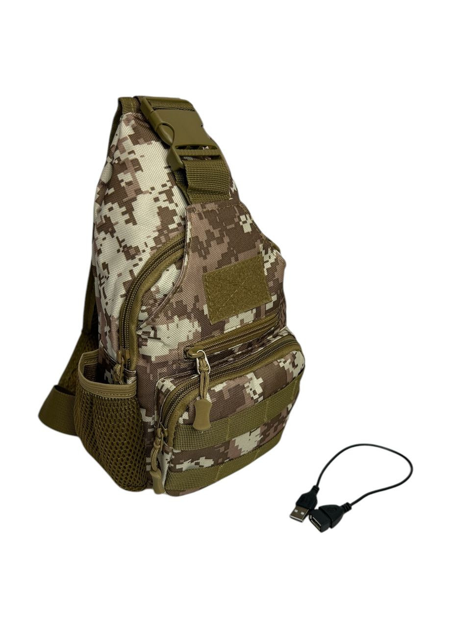 Тактична чоловіча нагрудна сумка з поліестру 0714-4 кайот-піксель 38 x 19 x 12 SWAT (367263499)