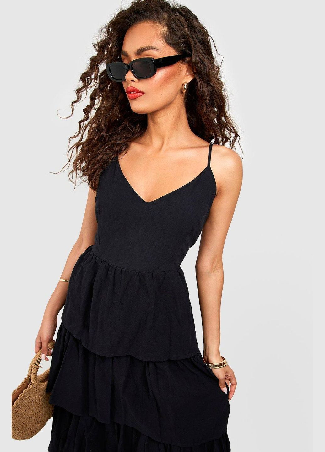 Черное повседневный платье Boohoo однотонное