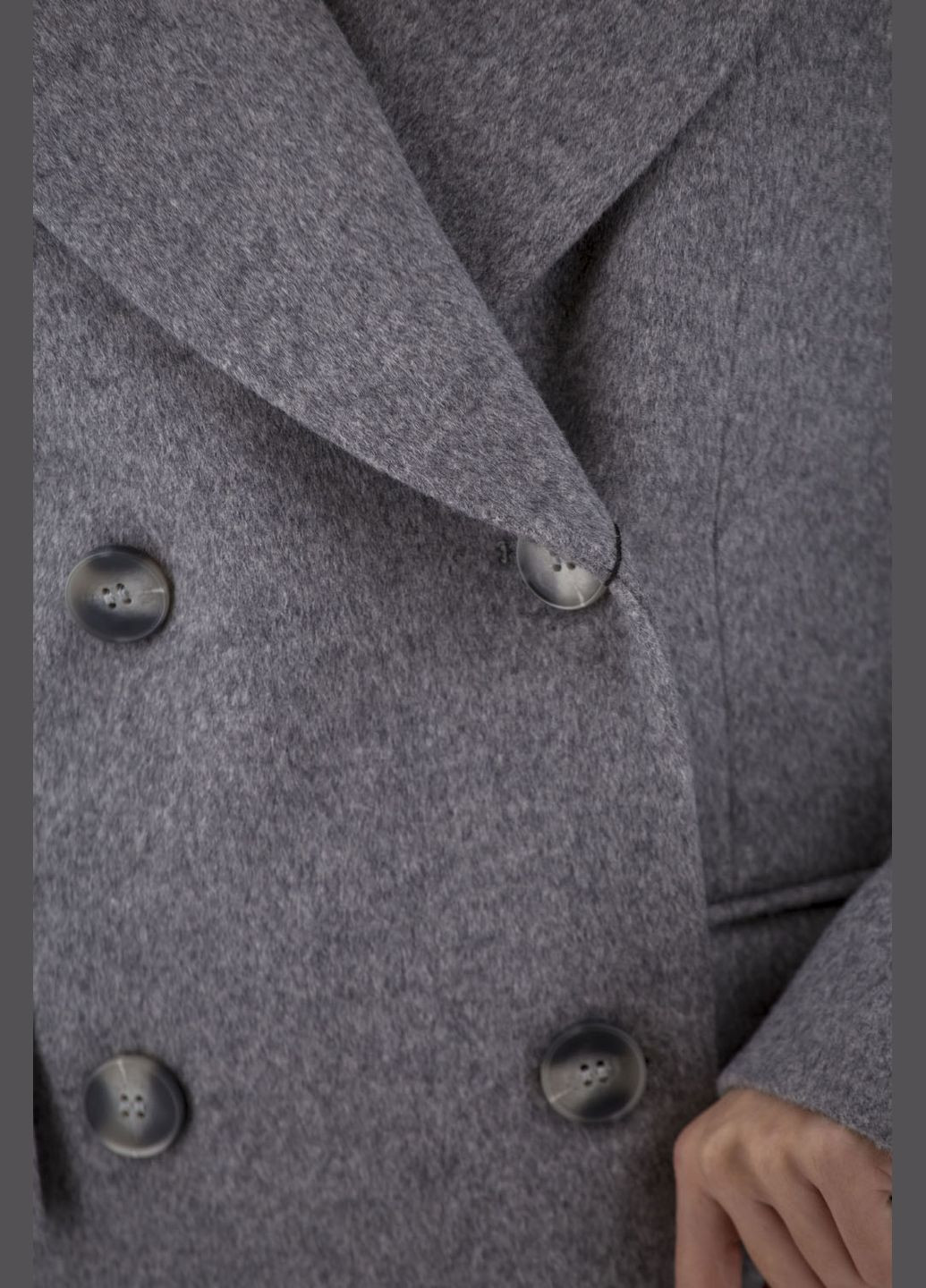 Світло-сіре демісезонне Жіноче вовняне пальто з англійським коміром і капюшоном casual Stella Polare (кемел, ), 42129 No Brand