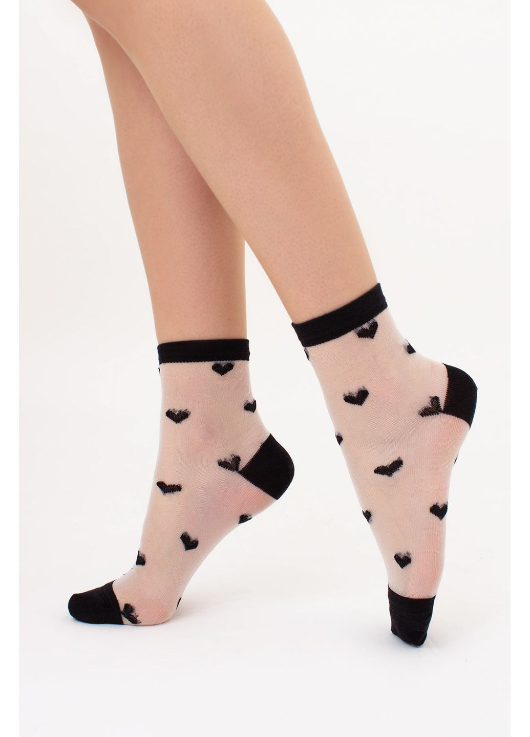 Чорні шкарпетки жіночі прозорі Giulia сердечка (351854109)