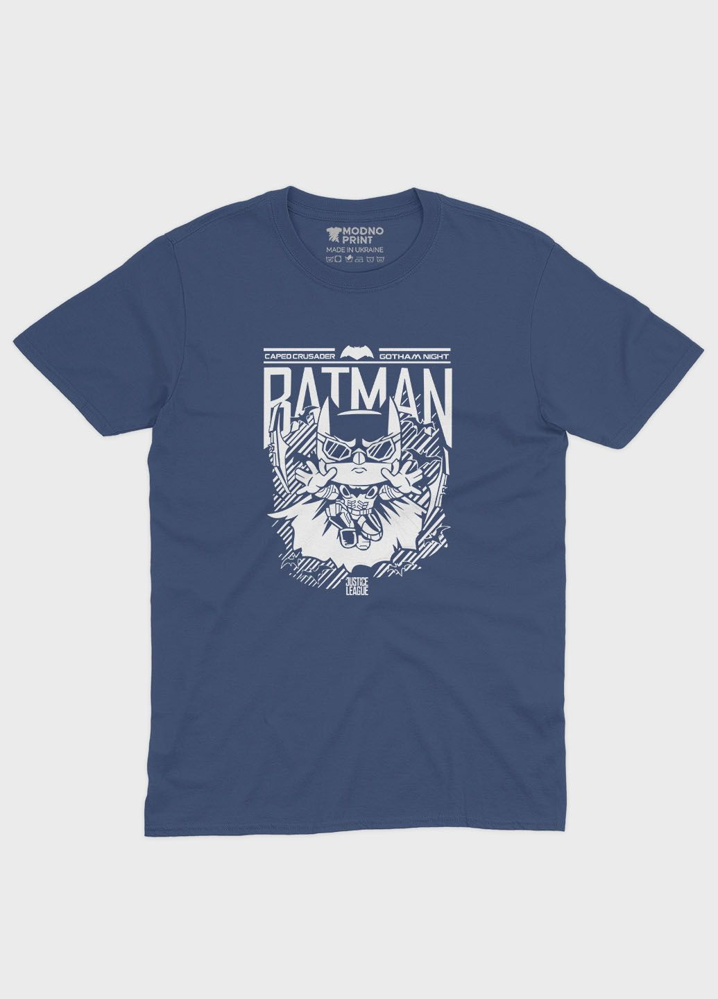 Темно-синяя летняя мужская футболка с принтом супергероя - бэтмен (ts001-1-nav-006-003-041-f) Modno