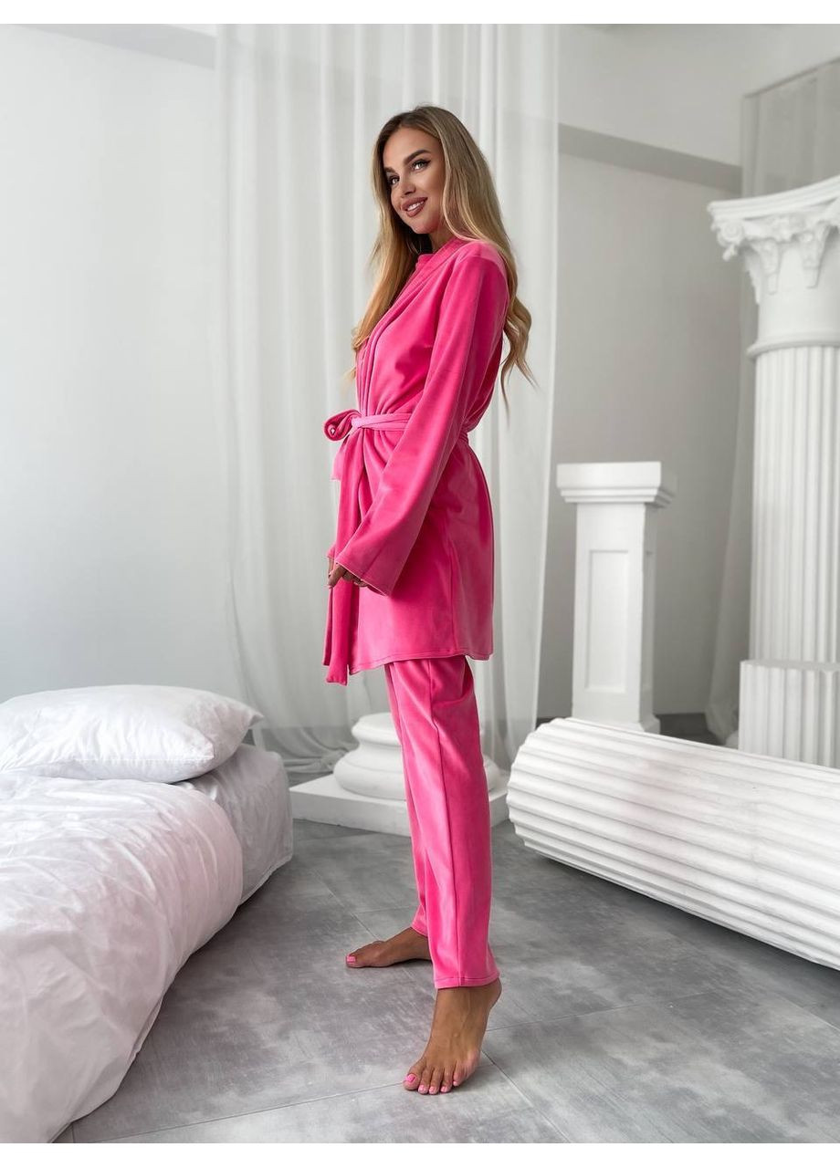 Малинова всесезон піжама кофта + футболка + брюки Україна UMButik