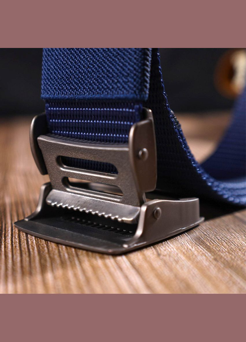 Надійний чоловічий ремінь із металевою пряжкою з текстилю 20596 Синій Vintage (329146725)