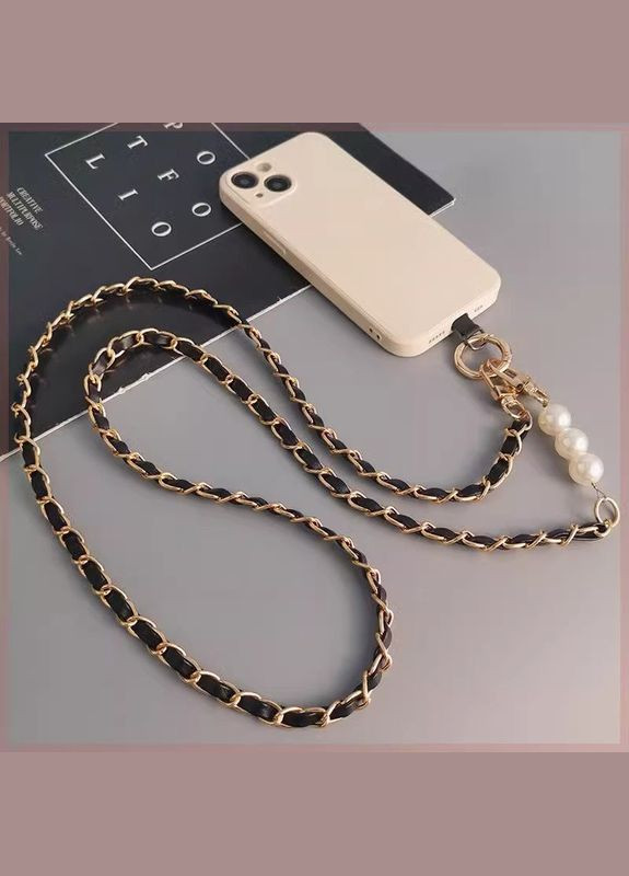Модний ремінець-ланцюжок для телефону в стилі Chanel на шию через плече. Чорний No Brand (328958188)
