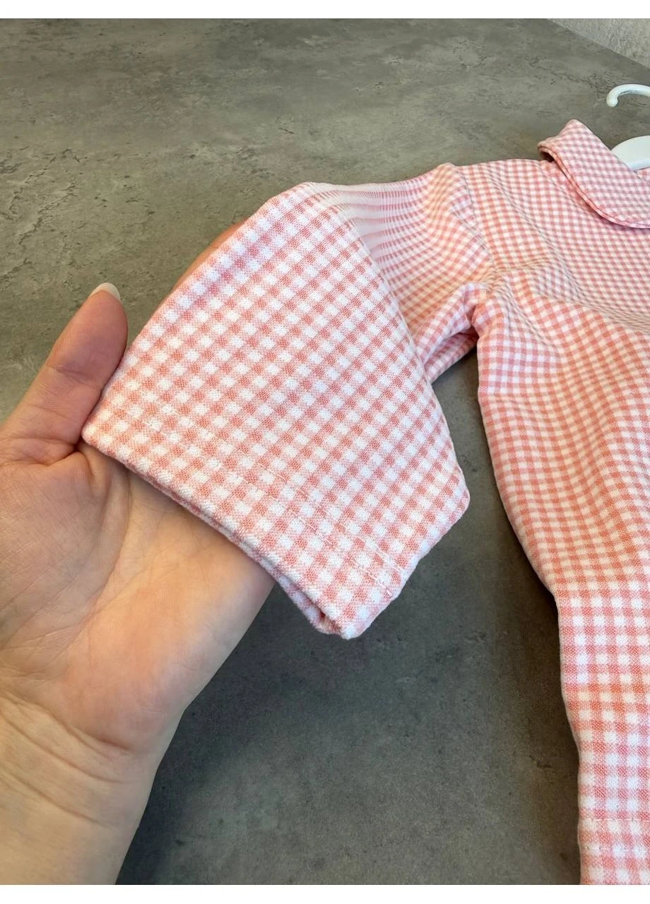Рожева всесезон піжама дитяча картата тепла рожева сорочка + брюки No Brand Одяг для дому штани та сорочка