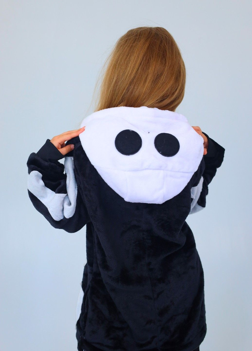 Кігурумі піжама Скелет дитяче плюшеве чорне з капюшоном на Хелловін Lalapka (362490057)
