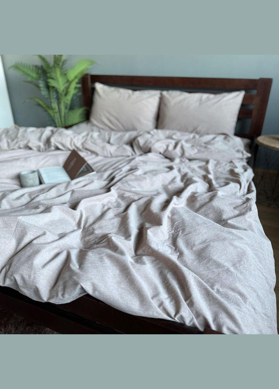 Постельное белье Washed Cotton Семейный 150 х 215 два пододеяльника Вареный хлопок Бежевое 50 х 70 No Brand (307470606)