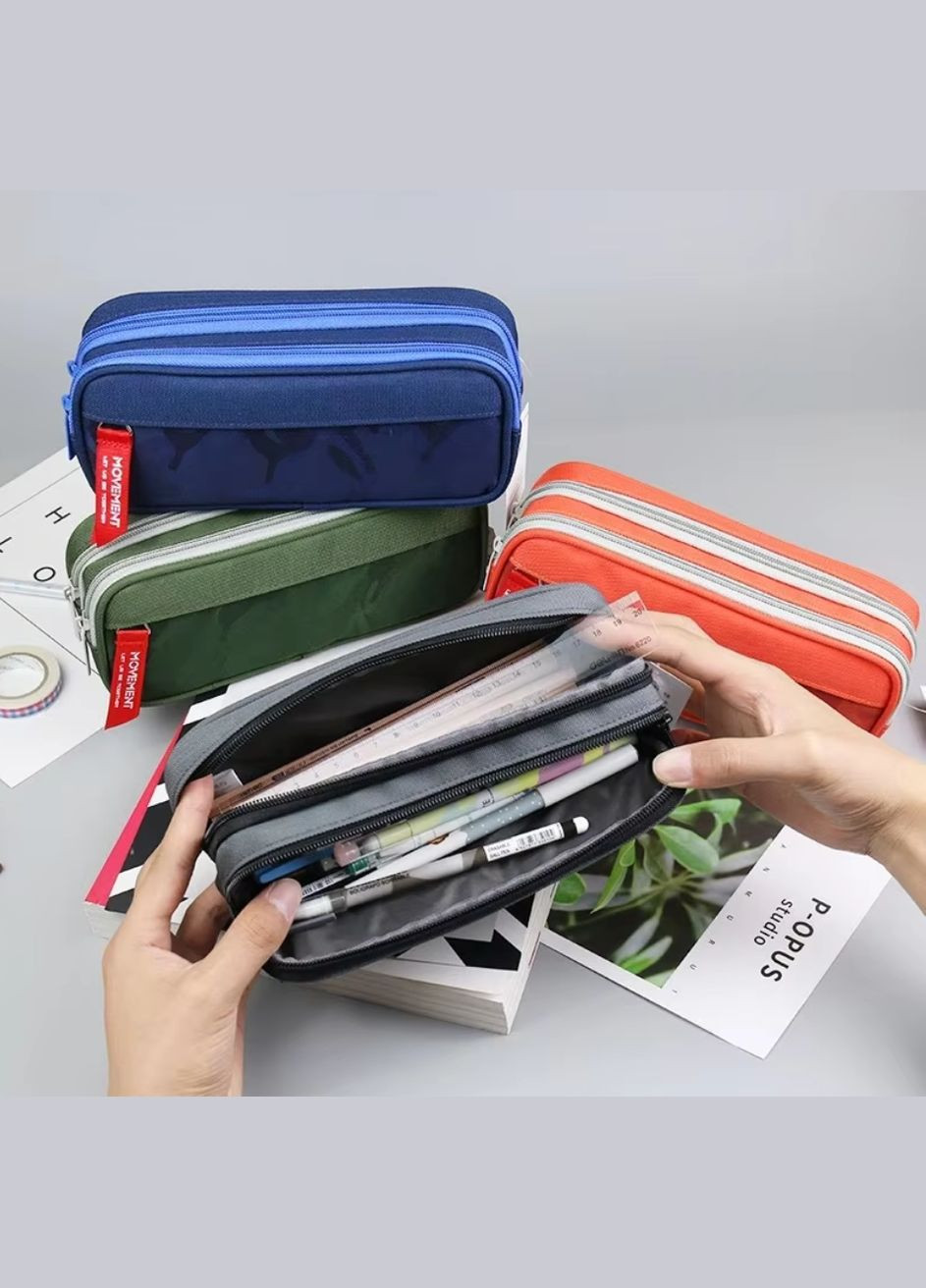 Пенал шкільний на 3 відділення. Синій No Brand (304057726)