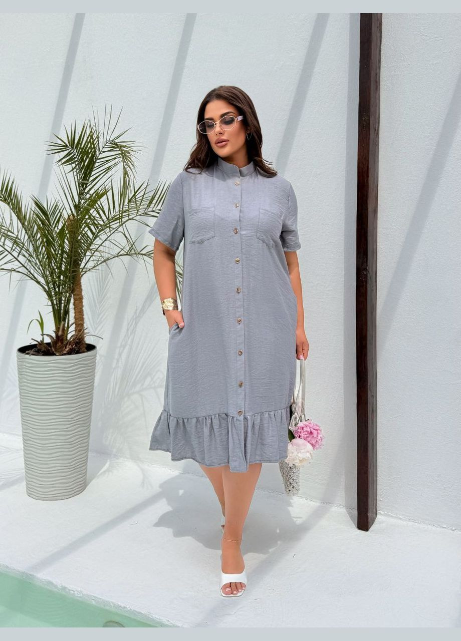 Сіра повсякденний, кежуал сукня No Brand однотонна