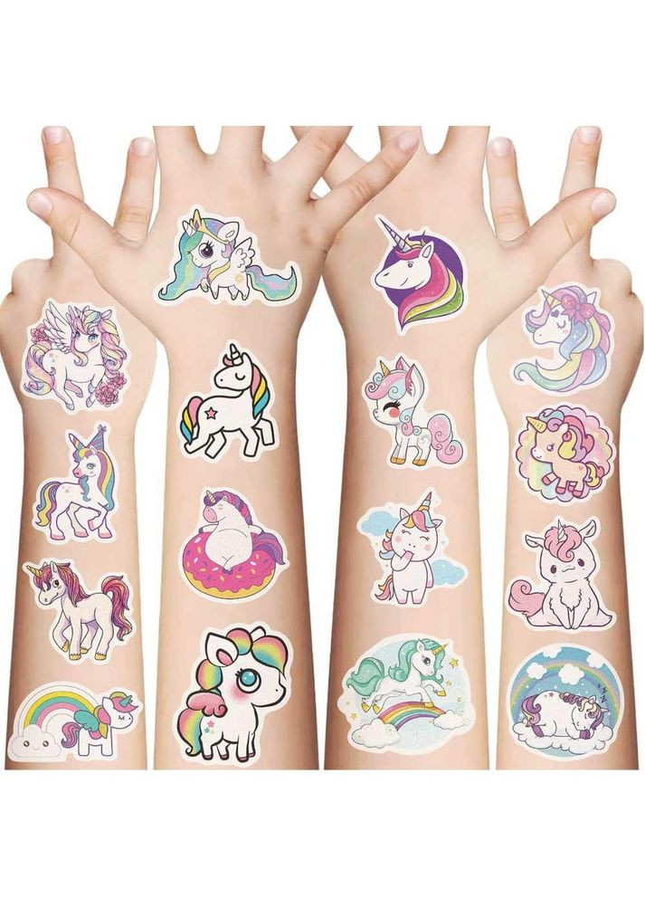 Набор временных перебивных детских тату наклеек единорог 10 шт (NR0251_1) No Brand (327416728)