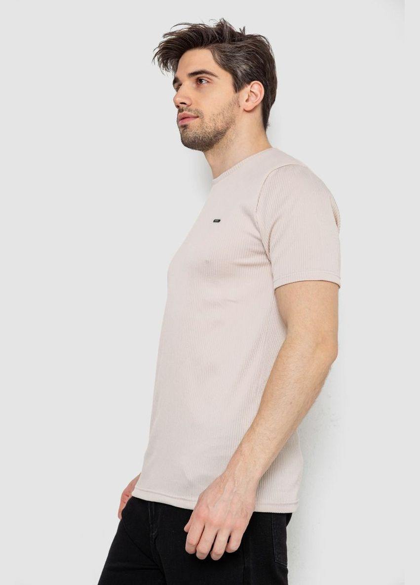 Светло-бежевая футболка мужская в рубчик,, Andi