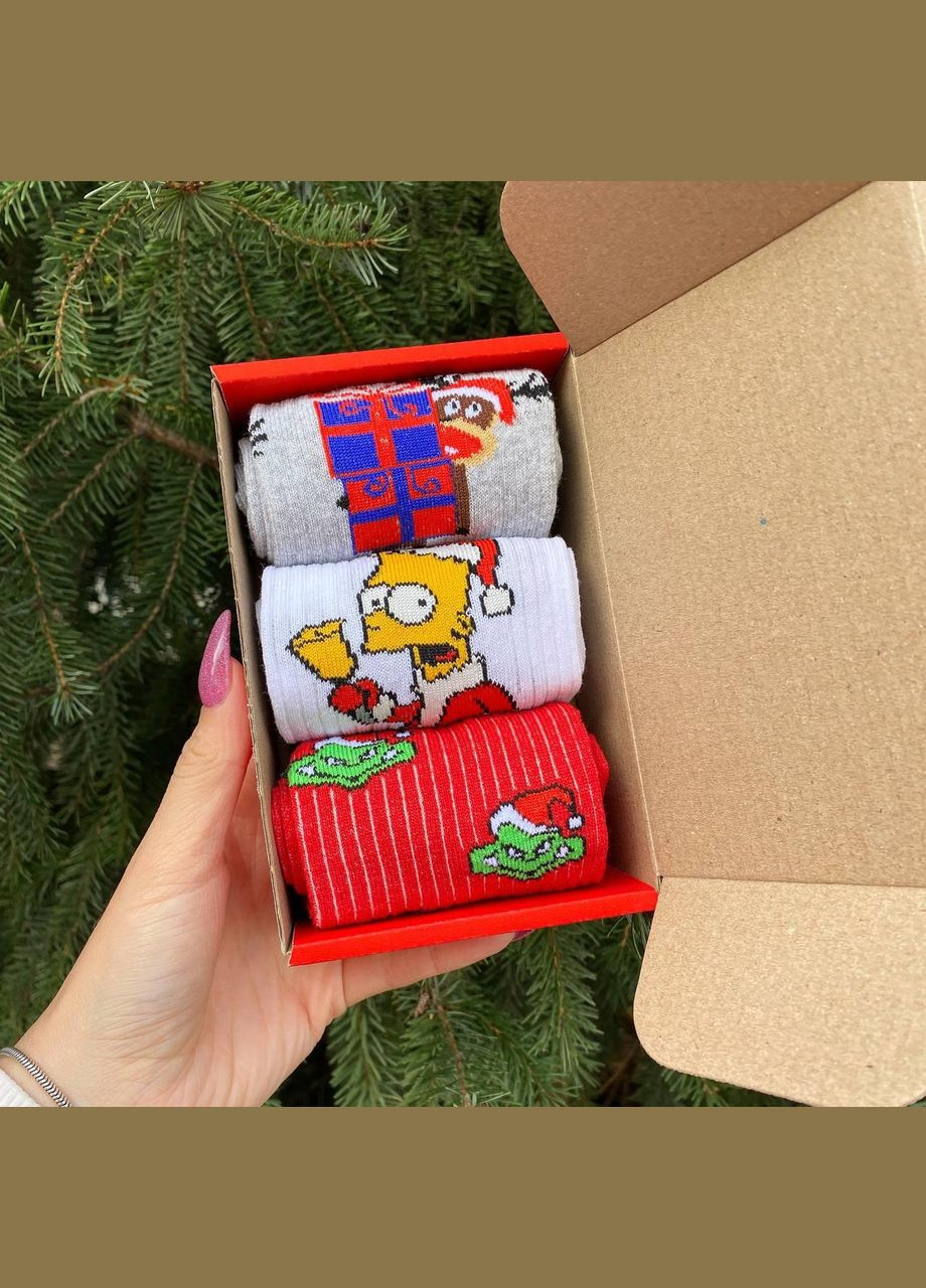 Комбинированные набор женских новогодних носков 36-41 на 3 пары в коробке. Vakko (307714981)