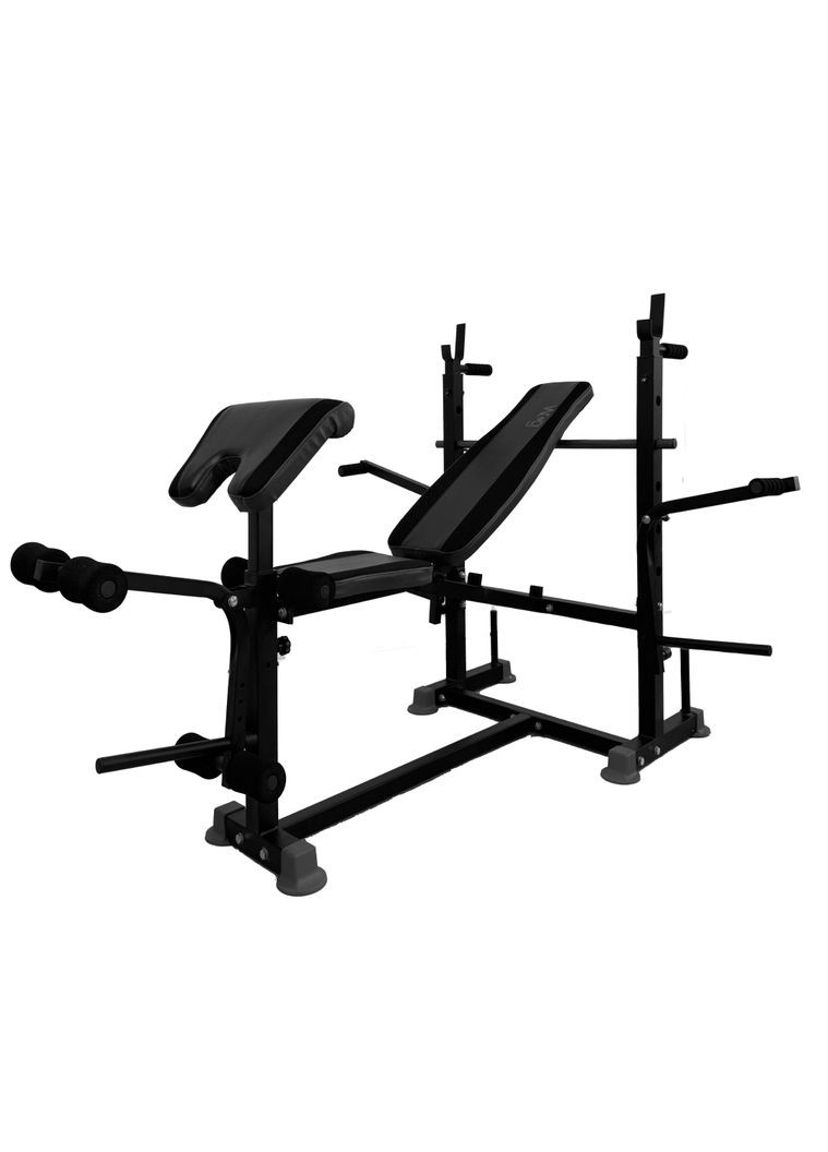 Многофункциональная скамья для жима 0090 + Тяга + Брусья + Приставка скотта WCG (346532651)