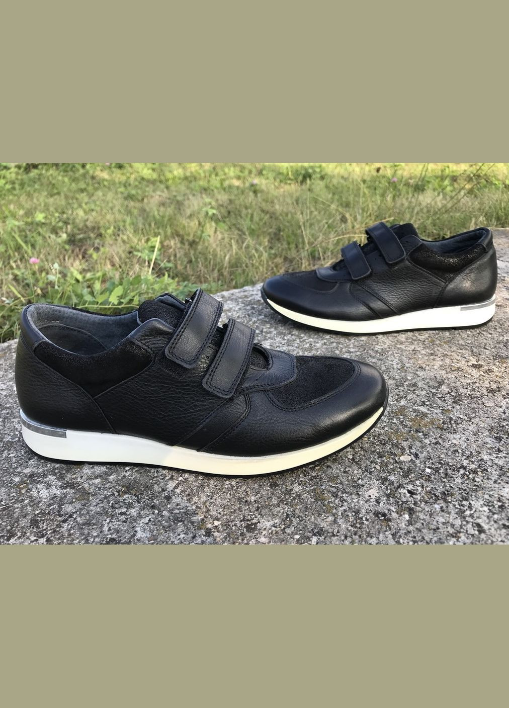 Чорні Осінні шкіряні підліткові кросівки на липучці, унісекс, тм Bistfor