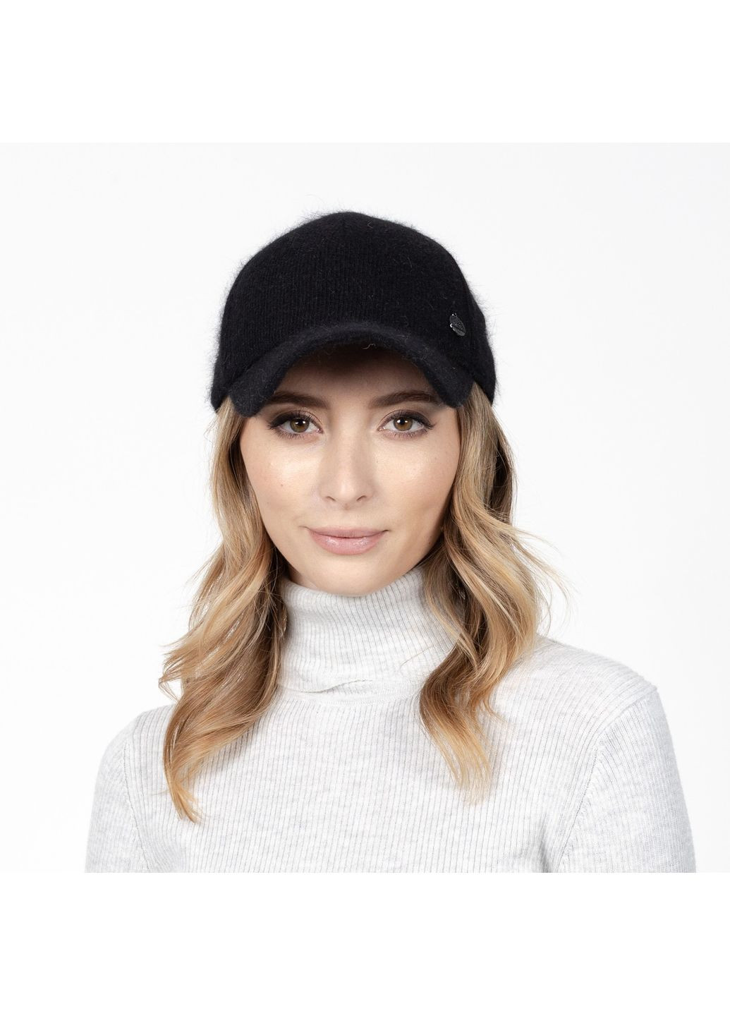 Бейсболка з регулятором жіноча ангора чорна ЕЛЬЗАРА LuckyLOOK 591-899 (322790150)