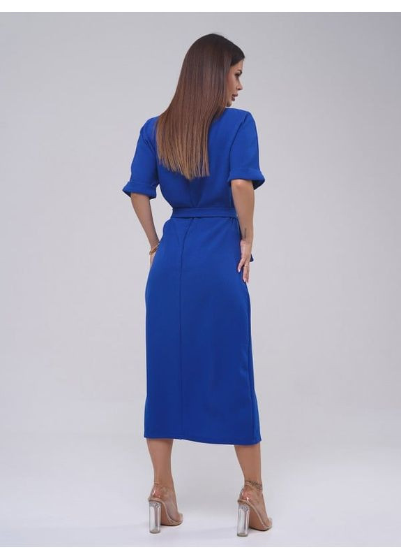 Комбинированное платье 14809 электрик ISSA PLUS однотонное